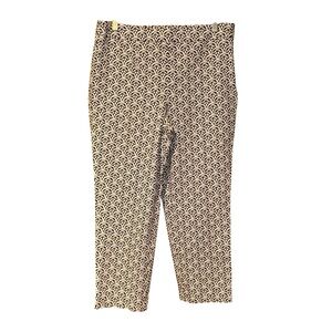 Talbots Chatham Crop Printed‎ Pants Size 8 Navy White Geometric Stretch